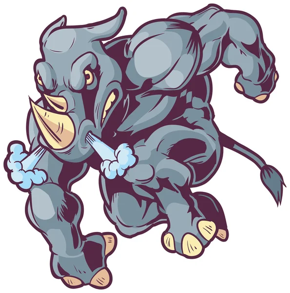 Maskotka Rhino ładowania lewo wektor kreskówka clipartów ilustracja — Wektor stockowy