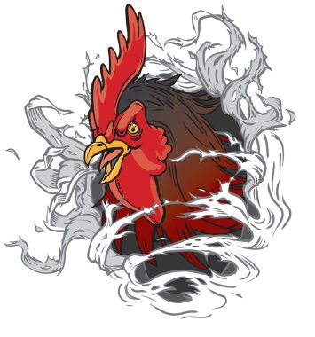 Gerçekçi Horoz Maskot Arka Plan Dışarı Ripping