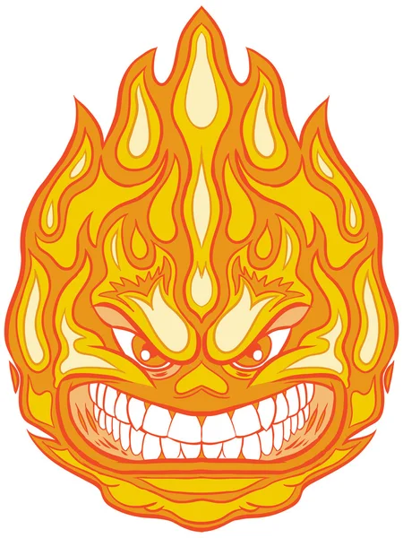 Angry Face Fireball Vector Clip Art Cartoon — Stock Vector