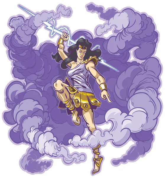 Vrouwelijke Thunder godin of Titan mascotte vector cartoon — Stockvector