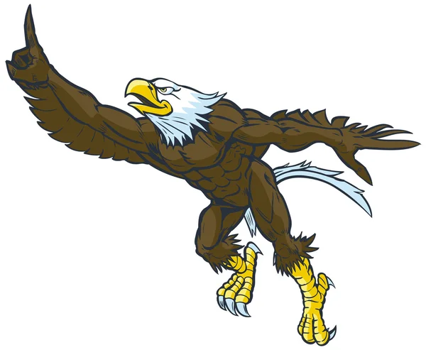 Cartoon Bald Eagle mascotte doen nummer één gebaar — Stockvector