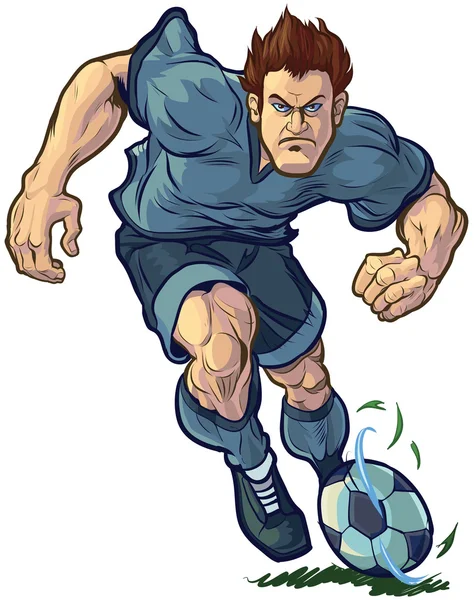 Tough Soccer Player Dribbling Vector Illustration — Stock Vector