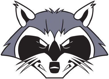 Rough Mean Cartoon Raccoon Mascot Head clipart