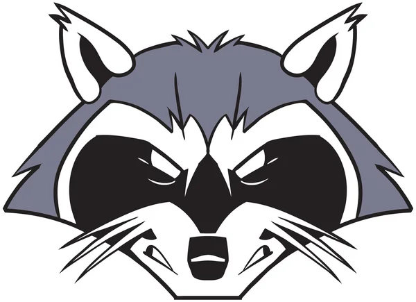 Szorstki Mean Cartoon Raccoon maskotka głowa — Wektor stockowy