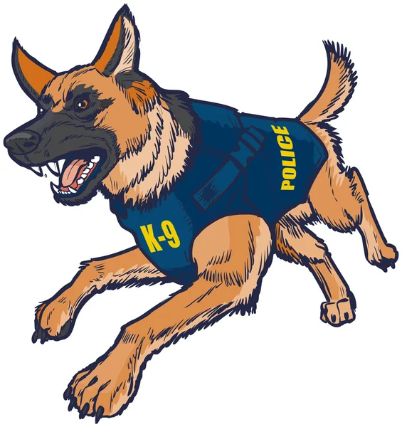 Polizia K9 cane pastore tedesco con giubbotto antiproiettile Illustrazione — Vettoriale Stock