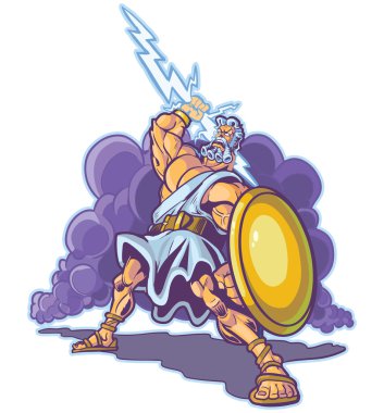 Greek Thunder God or Titan Mascot Vector Cartoon clipart