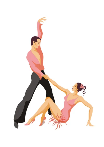 Dançarinos de um samba em rosa — Vetor de Stock