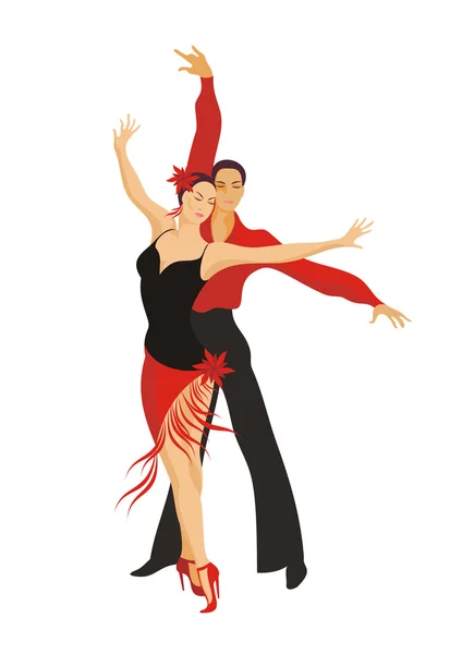 Lady and gentleman dance paso doble — Stock Vector