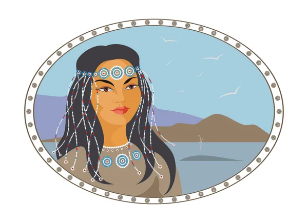 Rostro de la mujer Chukchi — Vector de stock