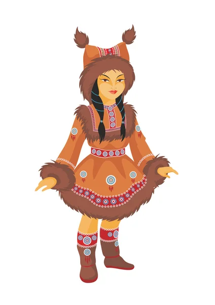 Little Chukchi girl — Stock Vector