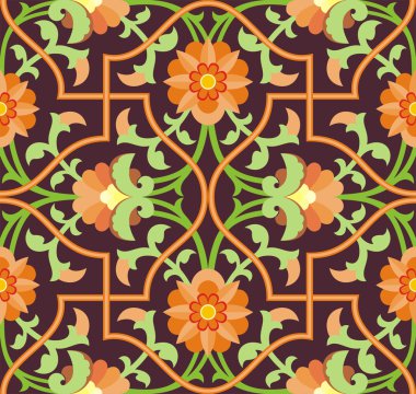 Arabesk kahverengi bir arka plan üzerinde