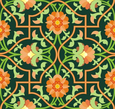 Arabesk yeşil bir arka plan üzerinde