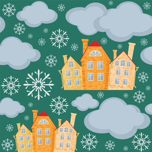 Huizen winter patroon — Stockvector