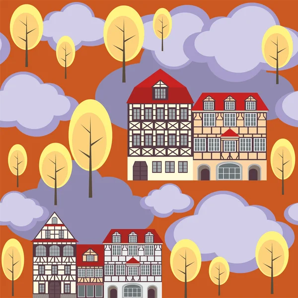 Vieille ville modèle d'automne — Image vectorielle