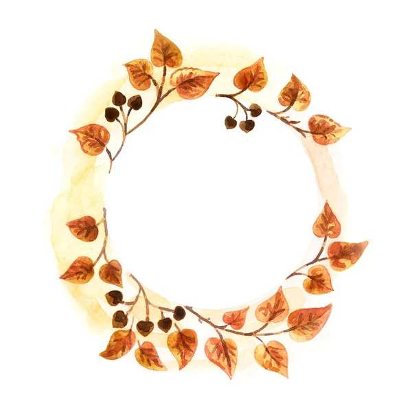 圆的秋天叶子框架 — 图库照片
