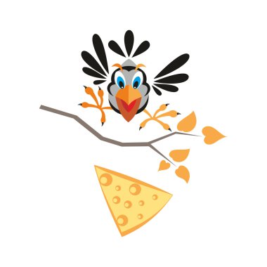 crow and cheese clipart