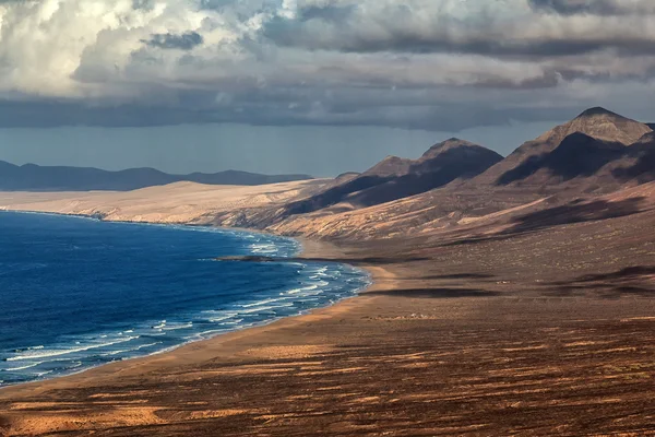 Vista panoramica Spiaggia di Cofete, Fuerteventura, Isole Canarie, Spagna Foto Stock Royalty Free