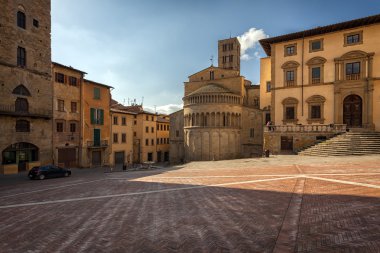 Piazza Grande tuscan ana kare Arezzo city, İtalya