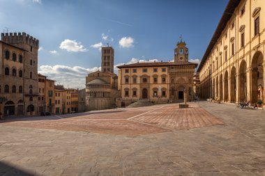 Piazza Grande tuscan ana kare Arezzo city, İtalya