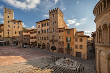 Piazza Grande tuscan ana kare Arezzo city, İtalya