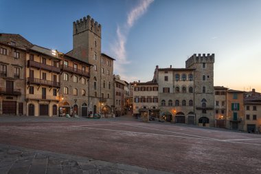 Piazza Grande tuscan ana kare Arezzo city, İtalya