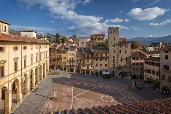 Piazza Grande tuscan ana kare Arezzo city, İtalya