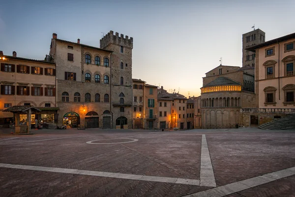 Piazza Grande tuscan ana kare Arezzo city, İtalya