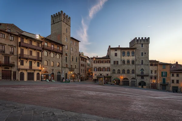 Piazza Grande the main square of tuscan Arezzo city, Italy — Stock Photo, Image