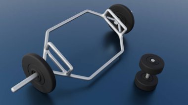 3 boyutlu yeşil su şişesi ve yaygın spor aletleri ve aksesuarlar olarak bilinen bir dambıl çizimi, egzersiz ve hidrasyona odaklanmayı öneriyor.