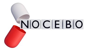 Beyaz bloklara vurgulanan ve tıbbi ya da psikolojik bir bağlam öneren, merkez kelime 