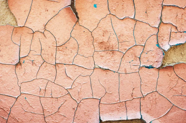 Oude blauwe en roze verf textuur close-up. blauw en roze gekraakt — Stockfoto