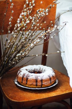 Yaz kek Topped şeker sır ile ile kapatın. Countr