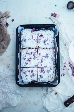 Ev yapımı lezzetli taze vanilya pasta elmalı serpilir