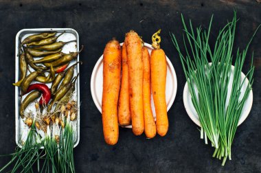 Soğan, pancar, biber, sarımsak, havuç, lahana sa hazırlamak hazır