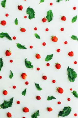 Colorful mix of fruits on white background. View from above. Col clipart