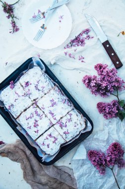 Ev yapımı lezzetli taze vanilya pasta elmalı serpilir