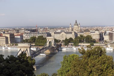 Zincir köprü Budapeşte nehir Tuna