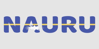 Görüntü, açık gri arkaplana karşı kalın ve yuvarlak bir yazı tipi ile NAURU sözcüğünü içeriyor. Her harf ulusal bayrağın koyu mavi, sarı, beyaz renkleriyle doludur. Buna on iki köşeli yıldız da dahil. Bu yaratıcı tipografi bir cl görevi görüyor