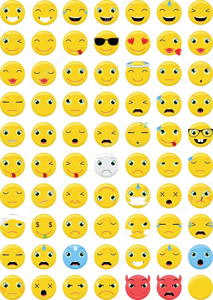 Emoticons Vector Set - 70 different emoticons