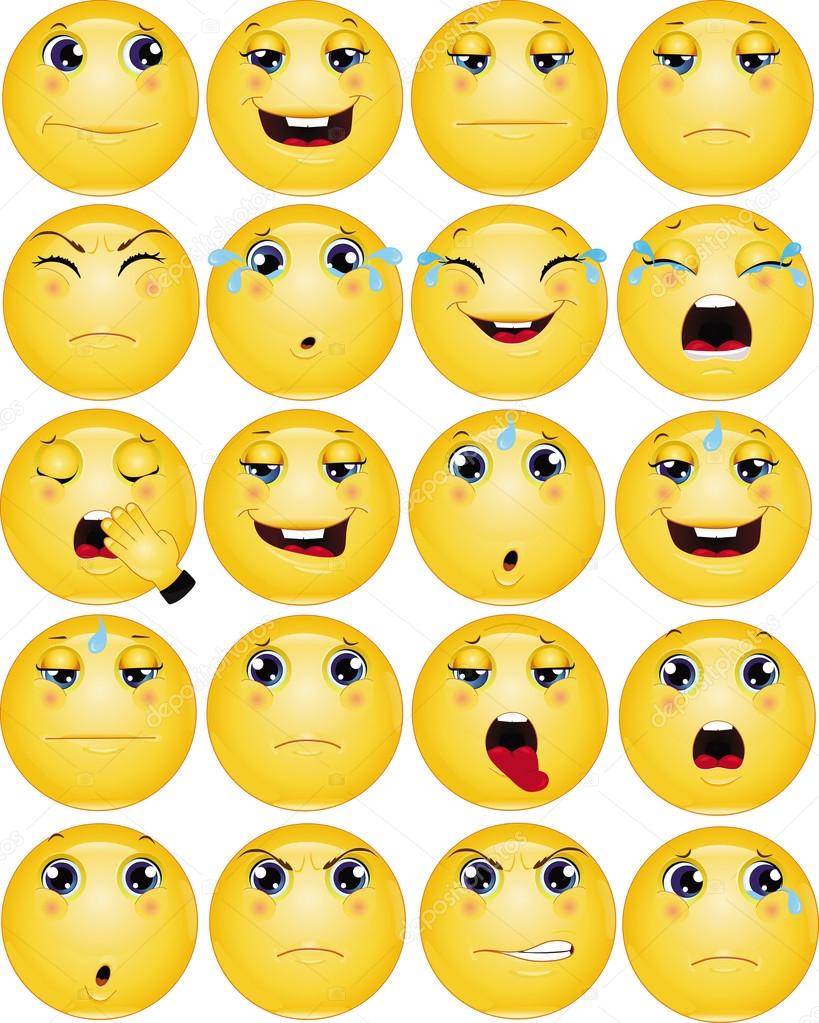 Sad Emoticons Vector Set Stock Illustration by ©biuro.landart.ws #104106686