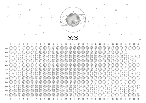 Ay Takvimi 2022 Güney Yarımküre Beyaz