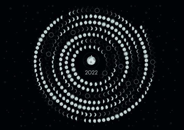 Moon Calendar 2022 Southern Hemisphere Black Rounded