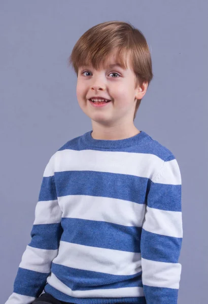 Portrait Cute Little Boy Blond Hair Child Smiling Happy Childhood — Stock Photo, Image