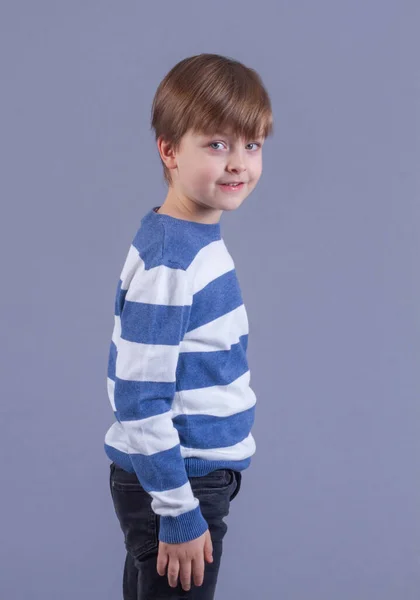 Portrait Cute Little Boy Blond Hair Child Smiling Happy Childhood — Stock Photo, Image