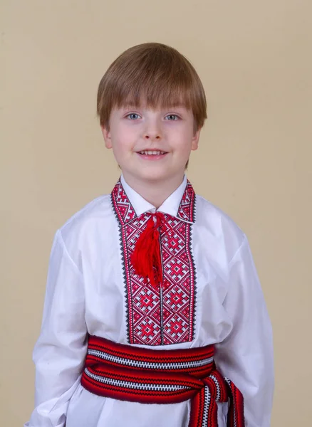 Portrait Cute Little Boy Blond Hair Child Smiling Happy Childhood — Stock Photo, Image