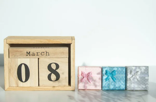 Wooden Cube Number Gifts March Women Day Mother Day — Φωτογραφία Αρχείου