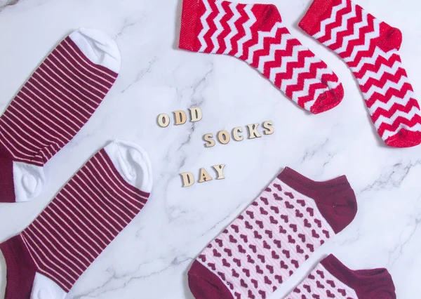 Задньому Плані Багато Шкарпеток National Sock Day Або Odd Socks — стокове фото