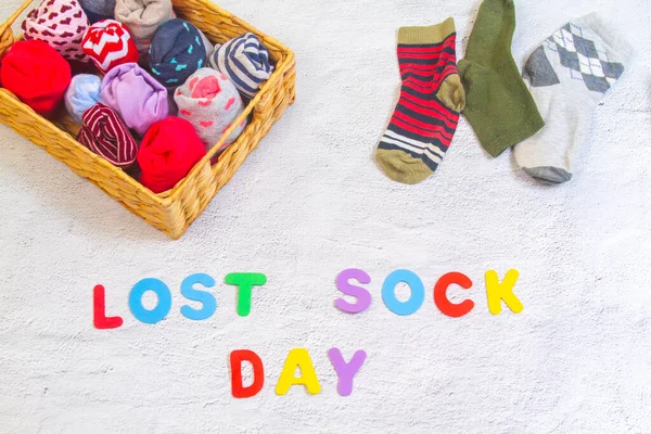 Задньому Плані Багато Шкарпеток National Sock Day Або Odd Socks — стокове фото