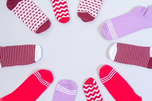 Pozadí Mnoha Ponožkami Národní Den Ponožky Nebo Liché Ponožky Den — Stock fotografie