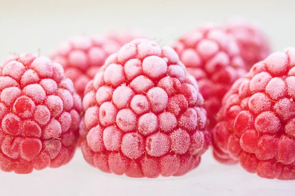 Frambuesas Rojas Congeladas Sobre Fondo Cerca — Foto de Stock